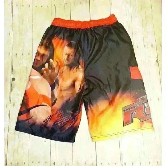 Licensed WORLD WRESTLING RAW Boys Teen Swim Surf Board WWR Shorts size L 14/16 - Picture 2 of 5